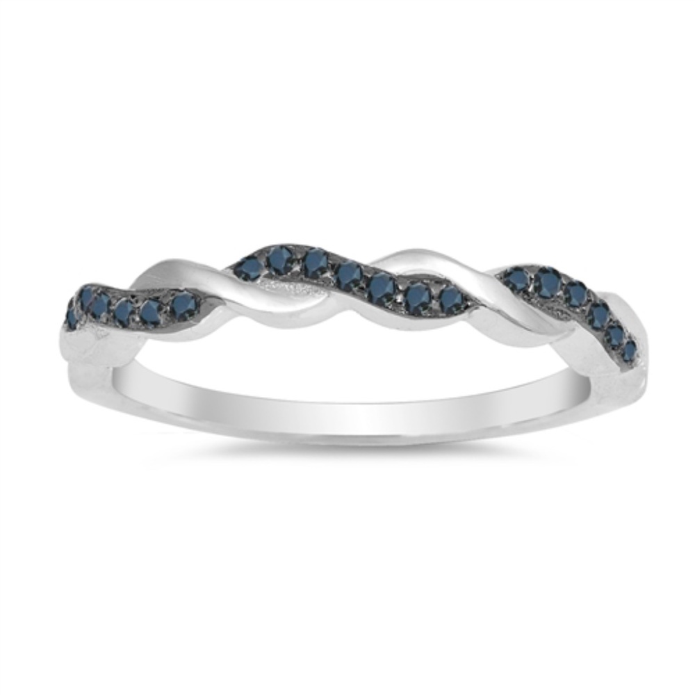 Sterling Black CZ Stackable Eternity Band Ring